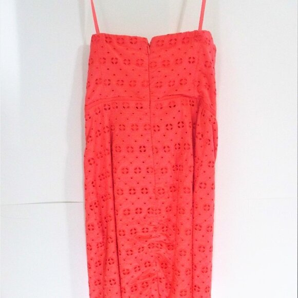 J. CREW CORAL STRAPLESS EYELET LACE DRESS NWT SZ 2 - Picture 4 of 11